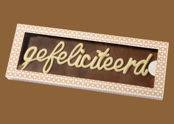  Belgische Chocolade Tablet in Luxe Doos "Gefeliciteerd" ±250gr.