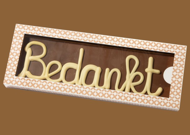  Belgische Chocolade Tablet in Luxe Doos "Bedankt" ±250gr.